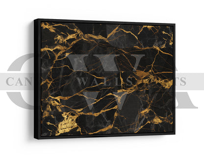 Black and Gold Marble Canvas Wall Art Abstract Poster Frame