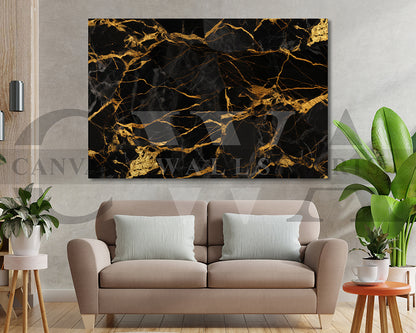 Black and Gold Marble Canvas Wall Art Abstract Poster Frame