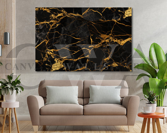 Black and Gold Marble Canvas Wall Art Abstract Poster Frame