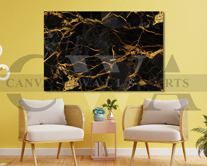 Black and Gold Marble Canvas Wall Art Abstract Poster Frame