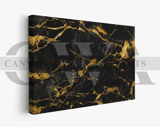 Black and Gold Marble Canvas Wall Art Abstract Poster Print