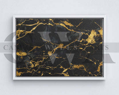 Black and Gold Marble Canvas Wall Art Abstract Poster Print
