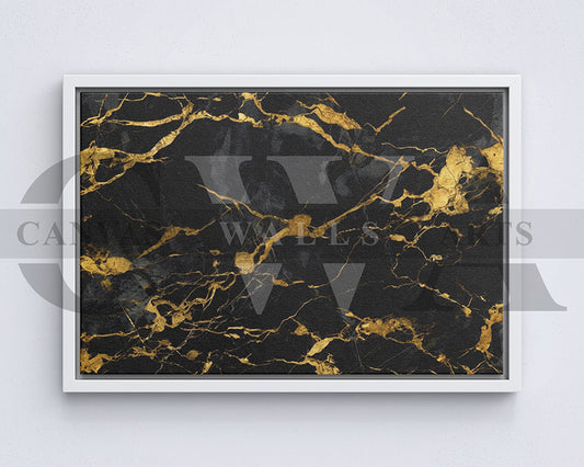 Black and Gold Marble Canvas Wall Art Abstract Poster Print