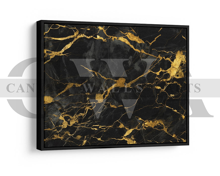 Black and Gold Marble Canvas Wall Art Abstract Poster Print