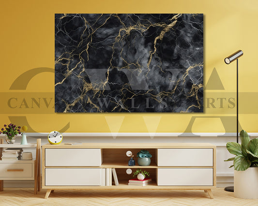 Black and Gold Marble Canvas Wall Art