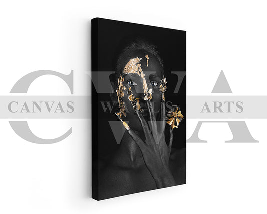 Black and Gold Woman Canvas Print