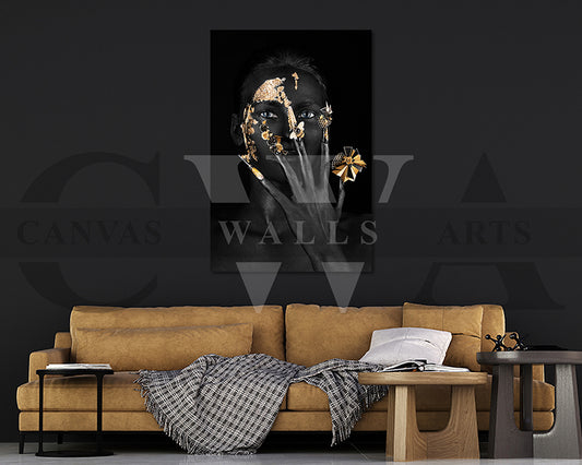 Black and Gold Woman Canvas Print
