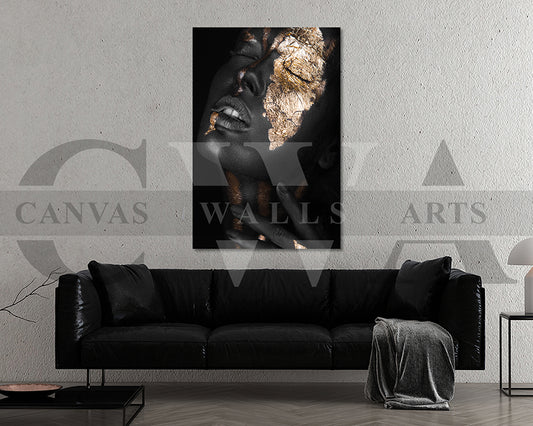 Black and Gold Woman Canvas Wall Art Wall Decor