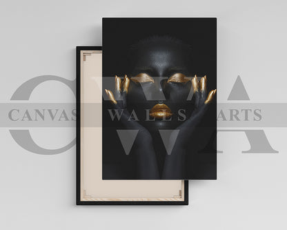 Black and Gold Woman Canvas Wall Art African Poster Print