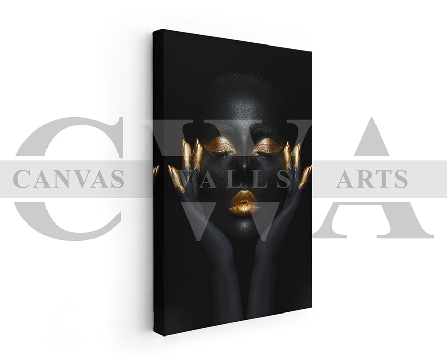 Black and Gold Woman Canvas Wall Art African Poster Print