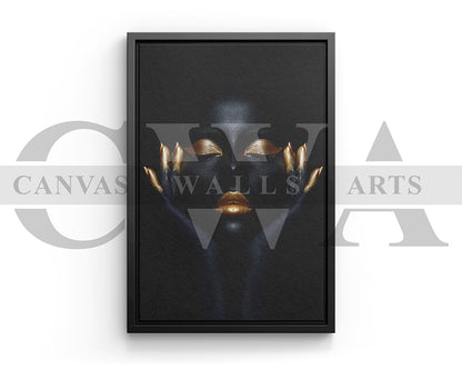 Black and Gold Woman Canvas Wall Art African Poster Print