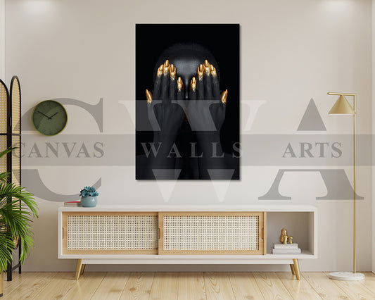 Black and Gold Woman Canvas Wall Art