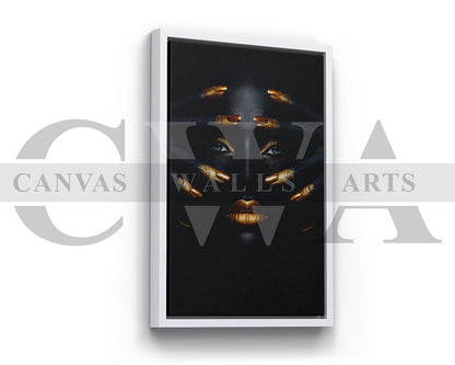 Black and Gold Woman Canvas Wall Art African Girl Art