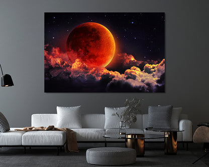 Blood Moon Galaxy Canvas Wall Art
