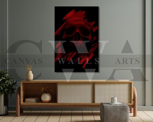 Blood Red Skull Canvas Wall Art Abstract Movie Poster