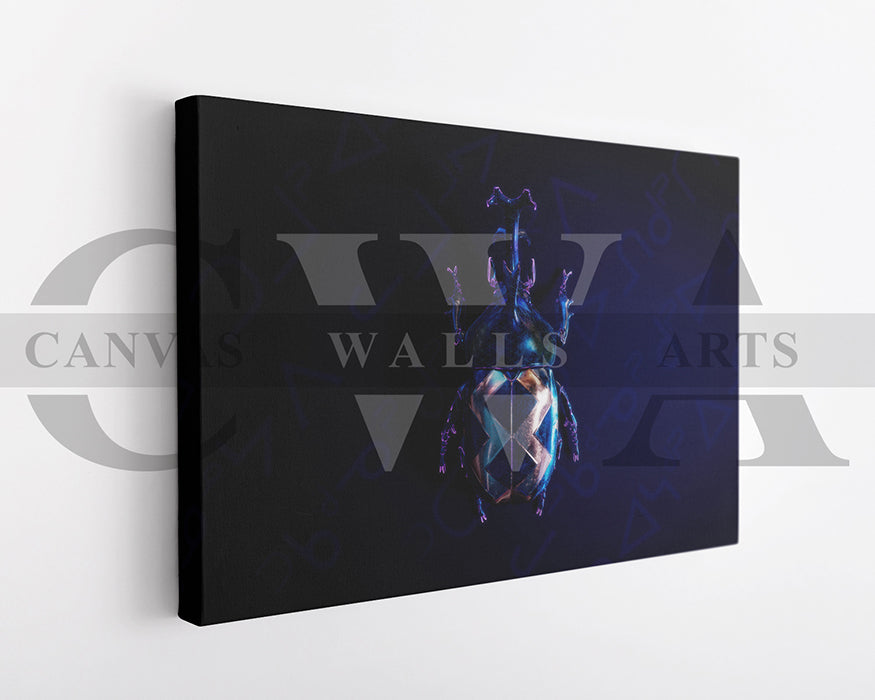 Blue Beetle Bug Canvas Wall Art