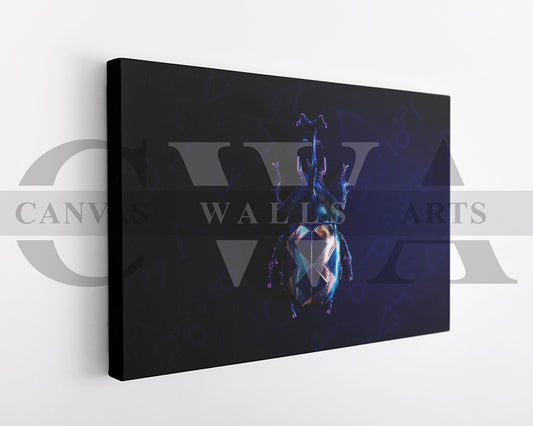 Blue Beetle Bug Canvas Wall Art