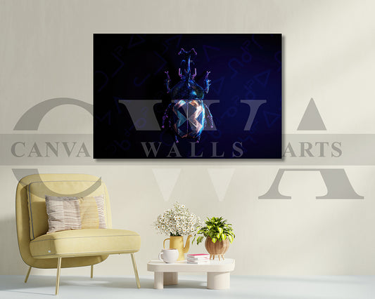 Blue Beetle Bug Canvas Wall Art