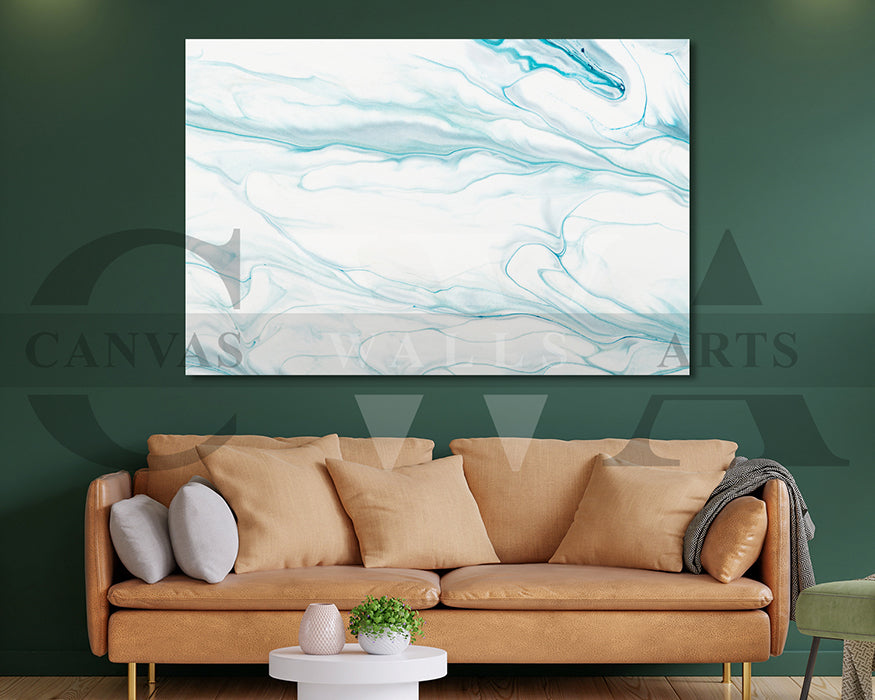 Blue Liquid Marble Canvas Wall Art
