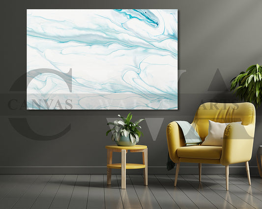 Blue Liquid Marble Canvas Wall Art