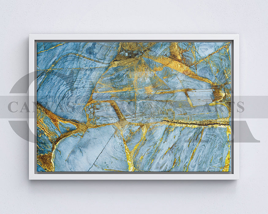 Blue and Gold Marble Abstract Canvas Wall Art