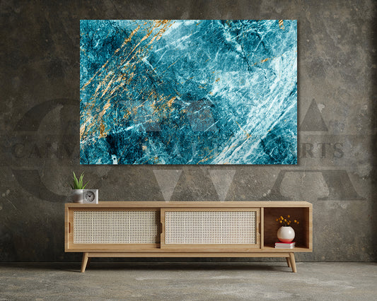 Blue and Gold Marble Canvas Wall Art Marble Canvas Print
