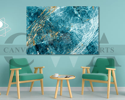 Blue and Gold Marble Canvas Wall Art Marble Canvas Print
