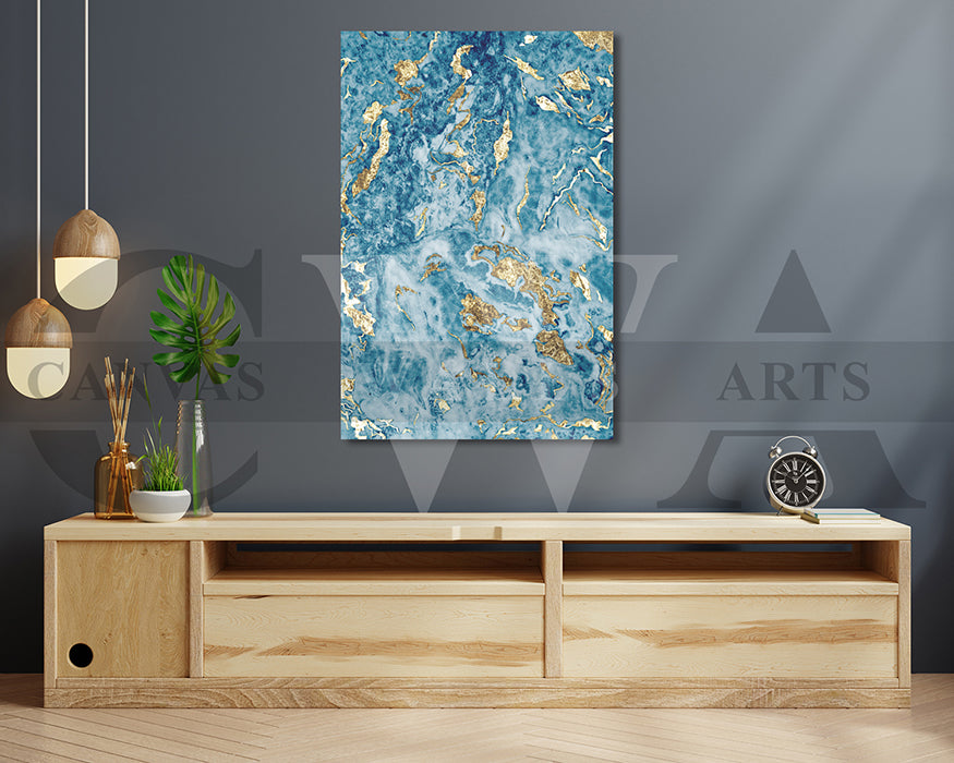 Blue and Gold Marble Canvas Wall Art