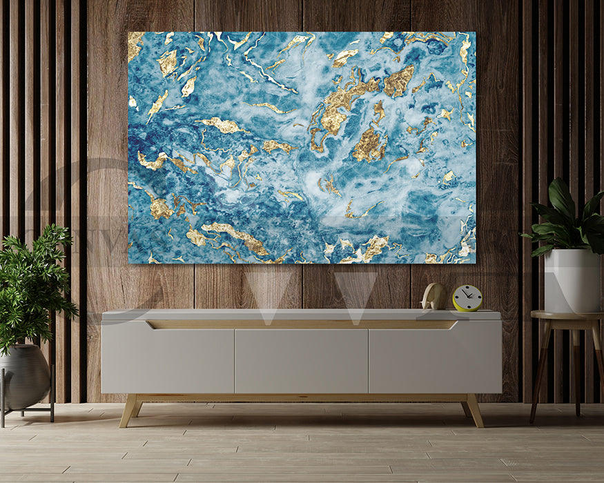 Blue and Gold Marble Canvas Wall Art