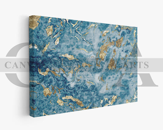 Blue and Gold Marble Canvas Wall Art