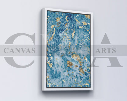 Blue and Gold Marble Canvas Wall Art