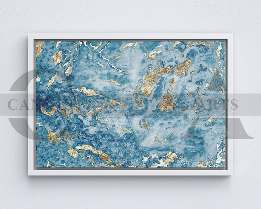 Blue and Gold Marble Canvas Wall Art