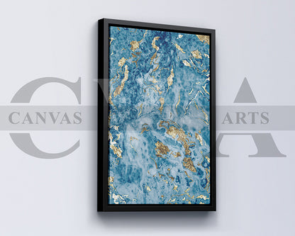 Blue and Gold Marble Canvas Wall Art