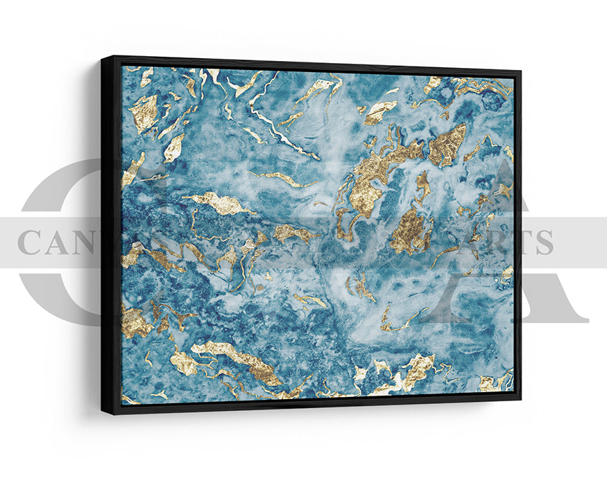 Blue and Gold Marble Canvas Wall Art