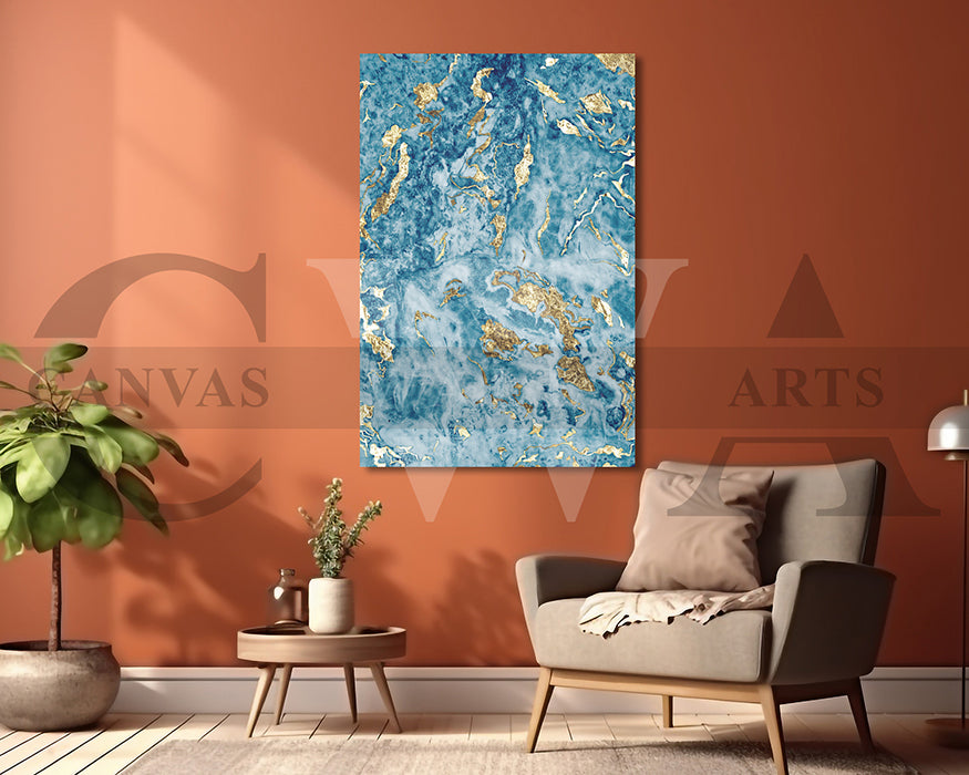 Blue and Gold Marble Canvas Wall Art