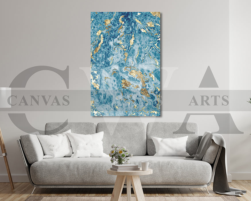 Blue and Gold Marble Canvas Wall Art