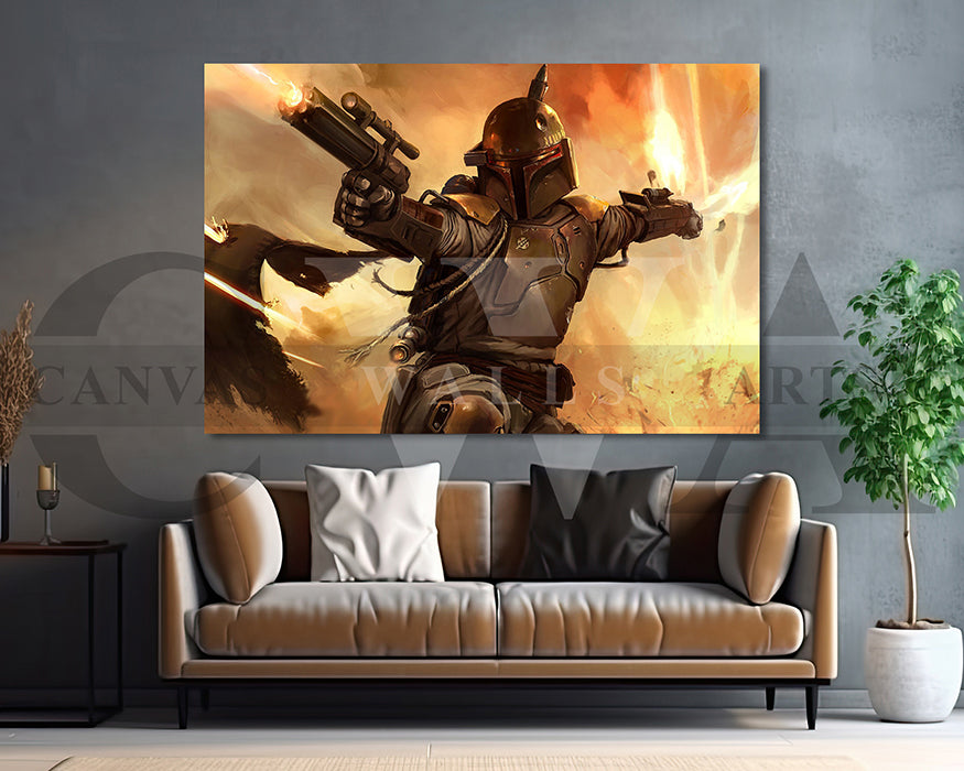 Boba Fett Canvas Wall Art Movie Poster Print