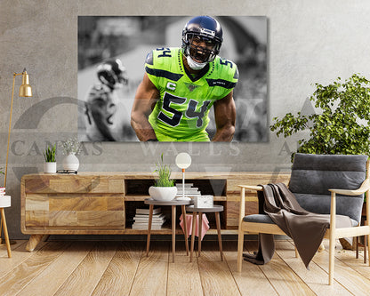 Bobby Wagner Black & White Canvas Art American Football Canvas Wall Art