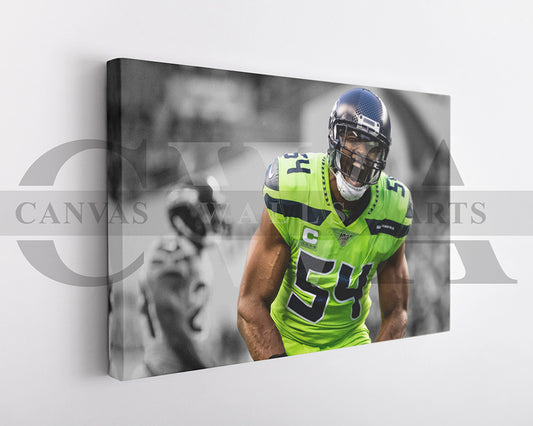 Bobby Wagner Black & White Canvas Art American Football Canvas Wall Art