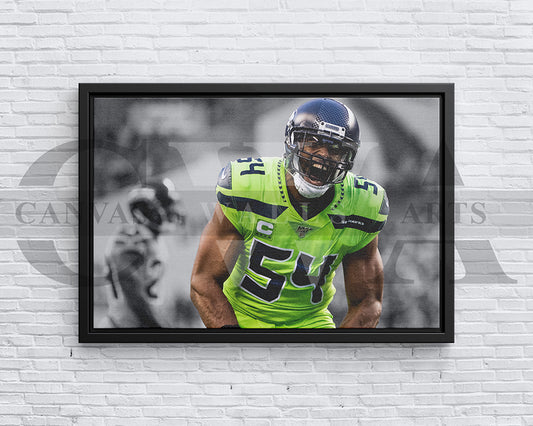 Bobby Wagner Black & White Canvas Art American Football Canvas Wall Art