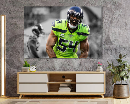 Bobby Wagner Black & White Canvas Art American Football Canvas Wall Art