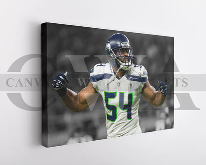 Bobby Wagner Black & White Canvas Art American Football Canvas Wall Art