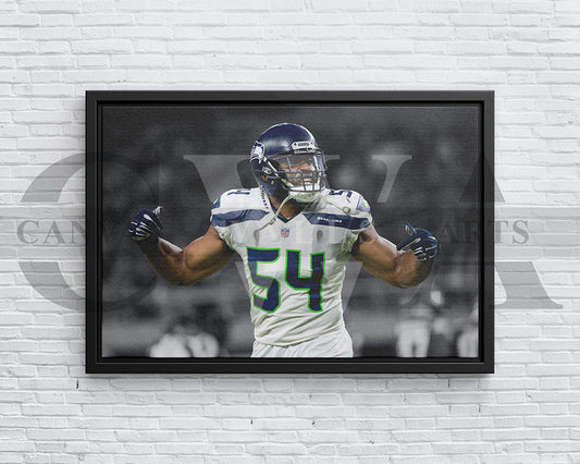 Bobby Wagner Black & White Canvas Art American Football Canvas Wall Art