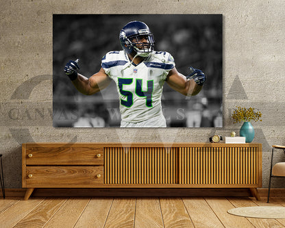 Bobby Wagner Black & White Canvas Art American Football Canvas Wall Art