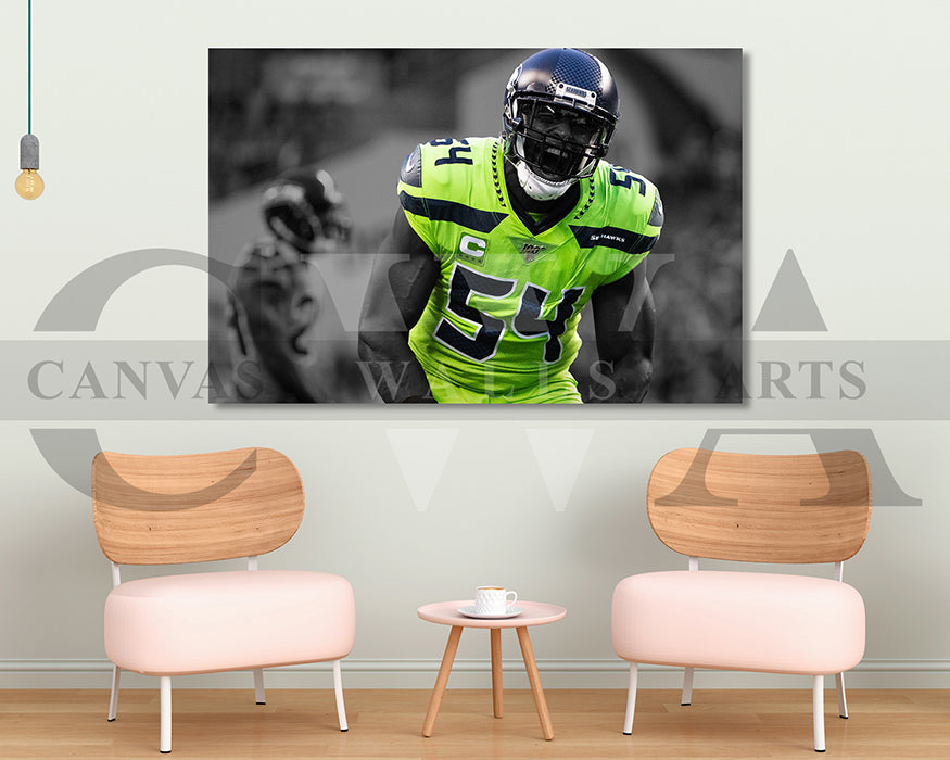 Bobby Wagner Black & White Canvas Art American Football Canvas Wall Art