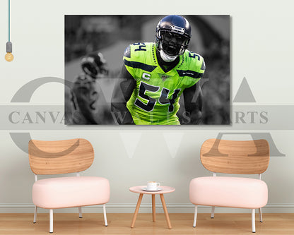 Bobby Wagner Black & White Canvas Art American Football Canvas Wall Art