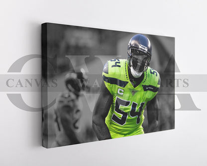 Bobby Wagner Black & White Canvas Art American Football Canvas Wall Art