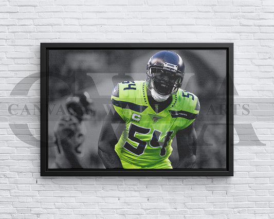 Bobby Wagner Black & White Canvas Art American Football Canvas Wall Art