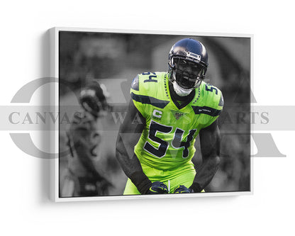 Bobby Wagner Black & White Canvas Art American Football Canvas Wall Art