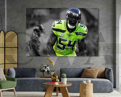 Bobby Wagner Black & White Canvas Art American Football Canvas Wall Art